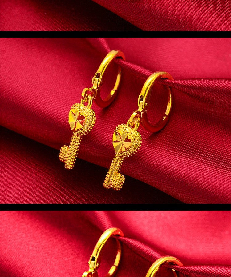 Brincos de Gota e Coração para Mulheres (AU999 24K) - Contorno Duplo de Gota, Mistura Brilho-Fosco, Uso em Viagens, Fluidez Natural