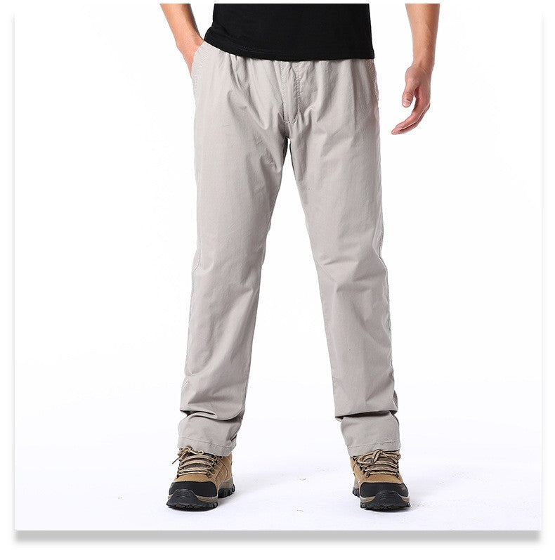 Calças Casuais Masculinas, Calça Cargo de Algodão para Primavera e Outono, Calça Esportiva Grande Plus Size, Calça Reta Solta Masculina com Cintura Elástica