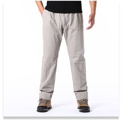 Calças Casuais Masculinas, Calça Cargo de Algodão para Primavera e Outono, Calça Esportiva Grande Plus Size, Calça Reta Solta Masculina com Cintura Elástica