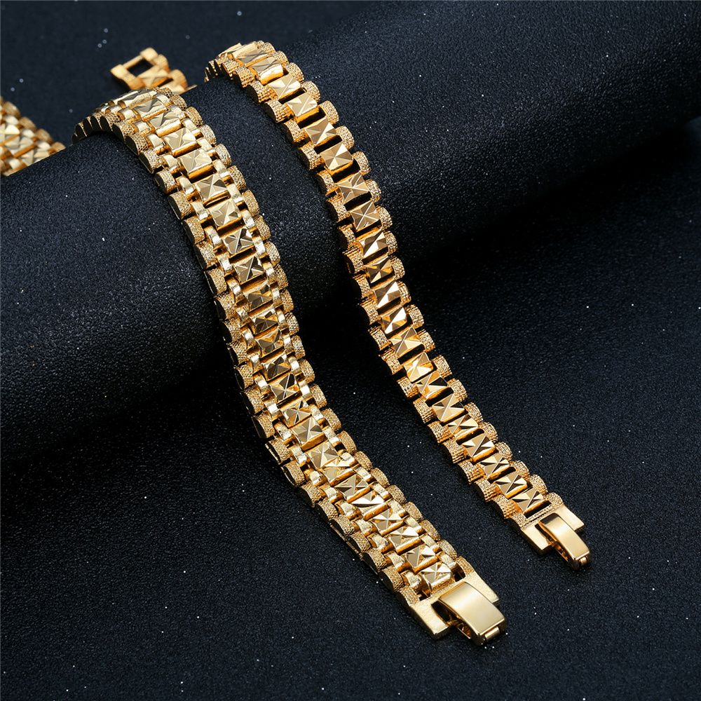 Pulseiras Masculinas de Elo Grosso Pulseira Masculina Atacado 2021 Corrente de Elo Cor Ouro Para Homens Mulheres Joias