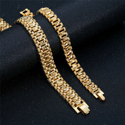 Pulseiras Masculinas de Elo Grosso Pulseira Masculina Atacado 2021 Corrente de Elo Cor Ouro Para Homens Mulheres Joias