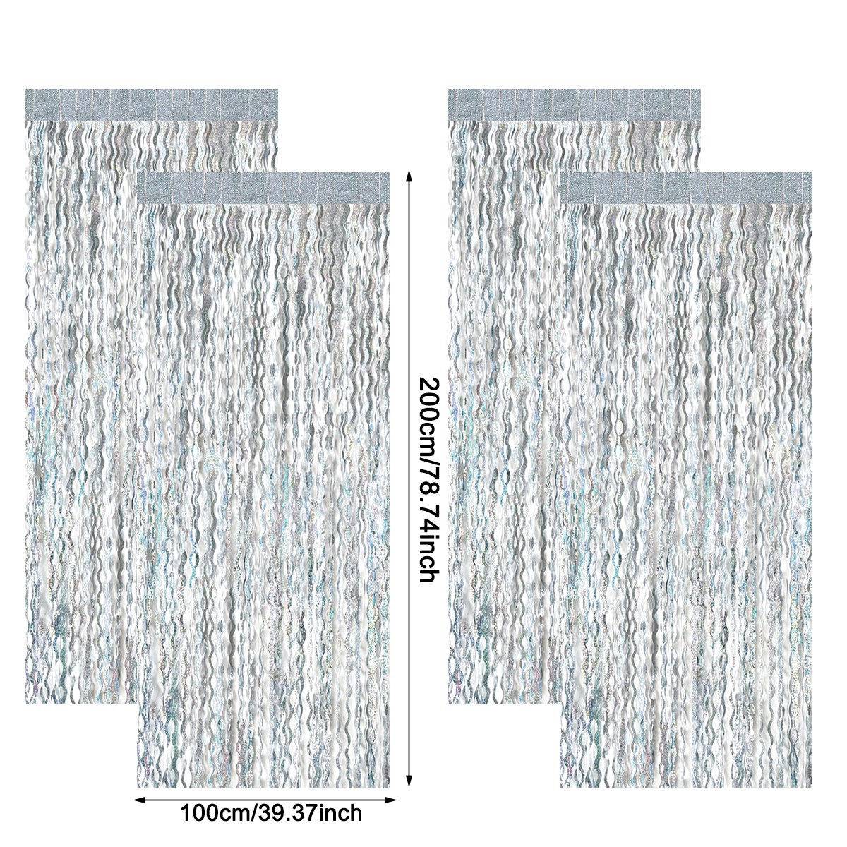 1x2m Wave Pattern Foil Curtain Decor Balloon Rain Tinsel Fringe Streamer Background for Birthday Party Wedding Decoration