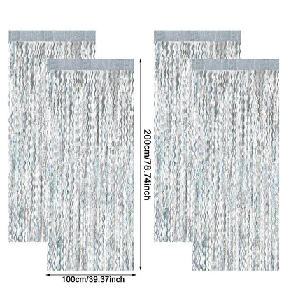 1x2m Wave Pattern Foil Curtain Decor Balloon Rain Tinsel Fringe Streamer Background for Birthday Party Wedding Decoration