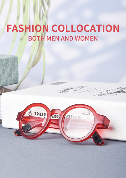 Guanhao Brand Men Reading Glasses Vintage Round Frame Clear Elderly Glasses Thick Frame Large Frame Women's Presbyopia Glasses