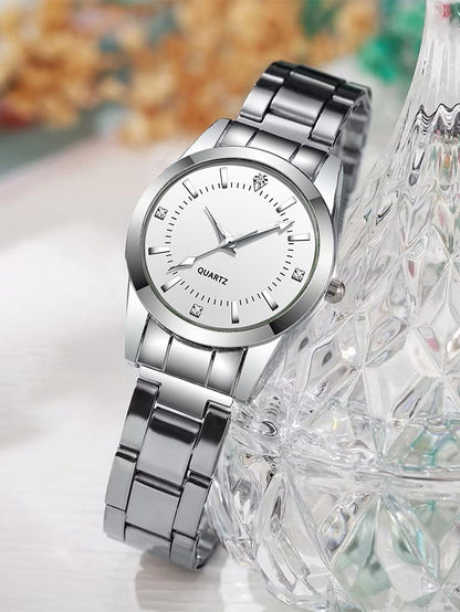 Ladies Fashionable Compact Stainless Steel Quartz Watch Ideal Mother's Day Gift Watch (No Box Included)