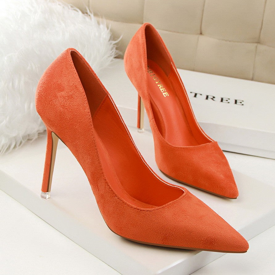 Women 9cm High Heels Yellow Burgundy Pumps Plus Size Stripper Suede Escarpins Lady Wedding Bridal Scarpins Green Blue Prom Shoes