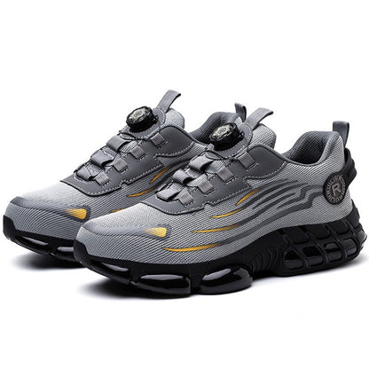 Sapatos de Segurança com Botão Rotativo Masculino Tênis com Bico de Aço e Amortecimento a Ar Sapatos de Trabalho Masculino Botas de Segurança Anti-Furos Calçados de Proteção