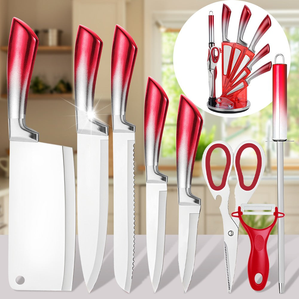 MDHAND 9 Peças Conjunto de Blocos de Facas de Aço Inoxidável com Afiador Cortar Fatiar Frutas Carne Cutelo Faca Utilitária Facas Acessórios