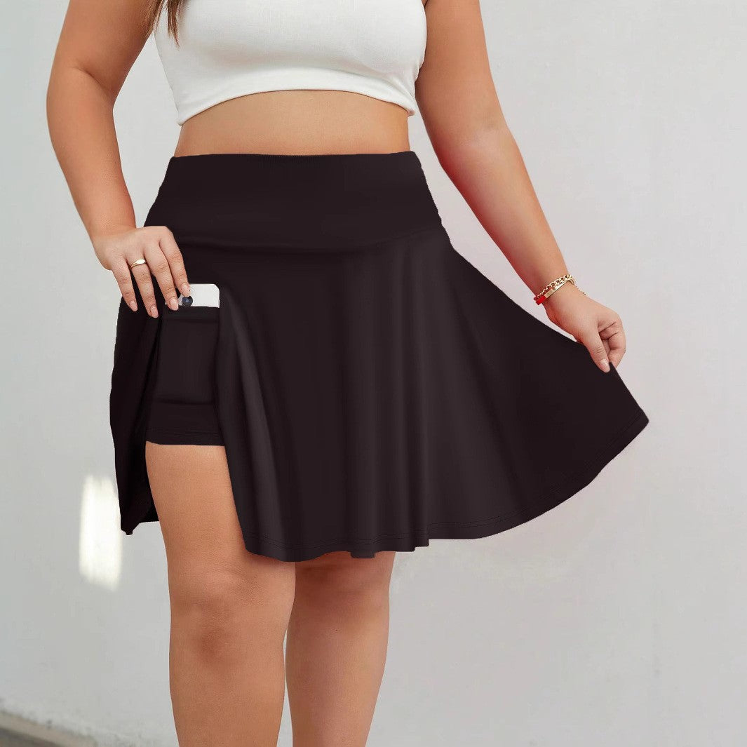 Oversized European and American women's clothing, pleated sports, anti glare half body pants skirt, fitness exercise, daily vers