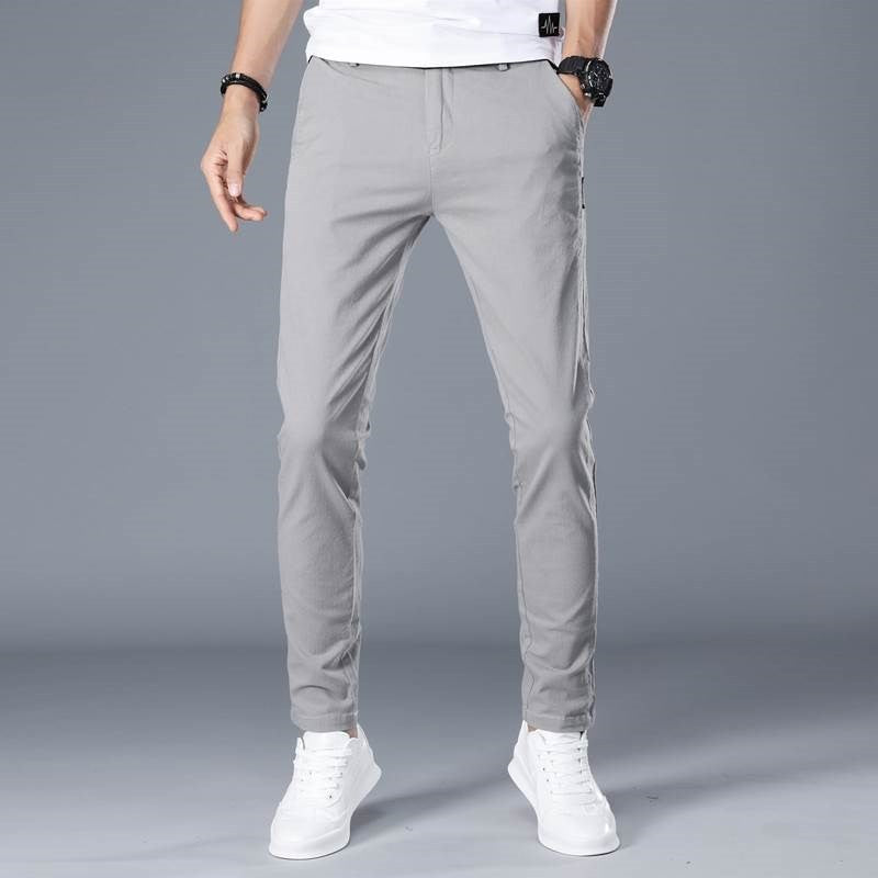 Khaki Casual Cotton Chino Pants Men Straight Leg Trousers Youth Active Sle mid Waist Long Summer Faion Thin Material