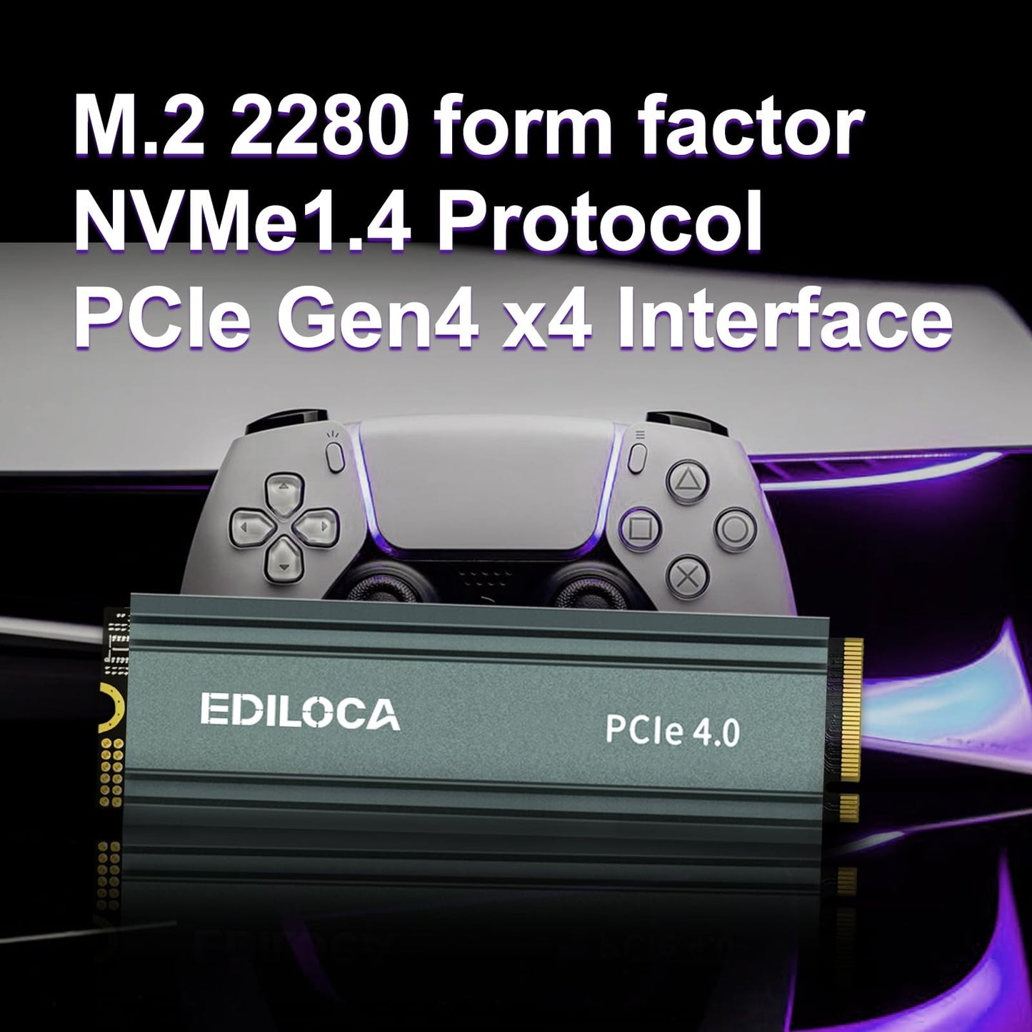 Ediloca EN760 SSD M.2 2280 NVME SSD with Heatsink PCIe Gen4.0x4 3D NAND TLC 4800MB/s Internal Solid State Drive for PS5/PC