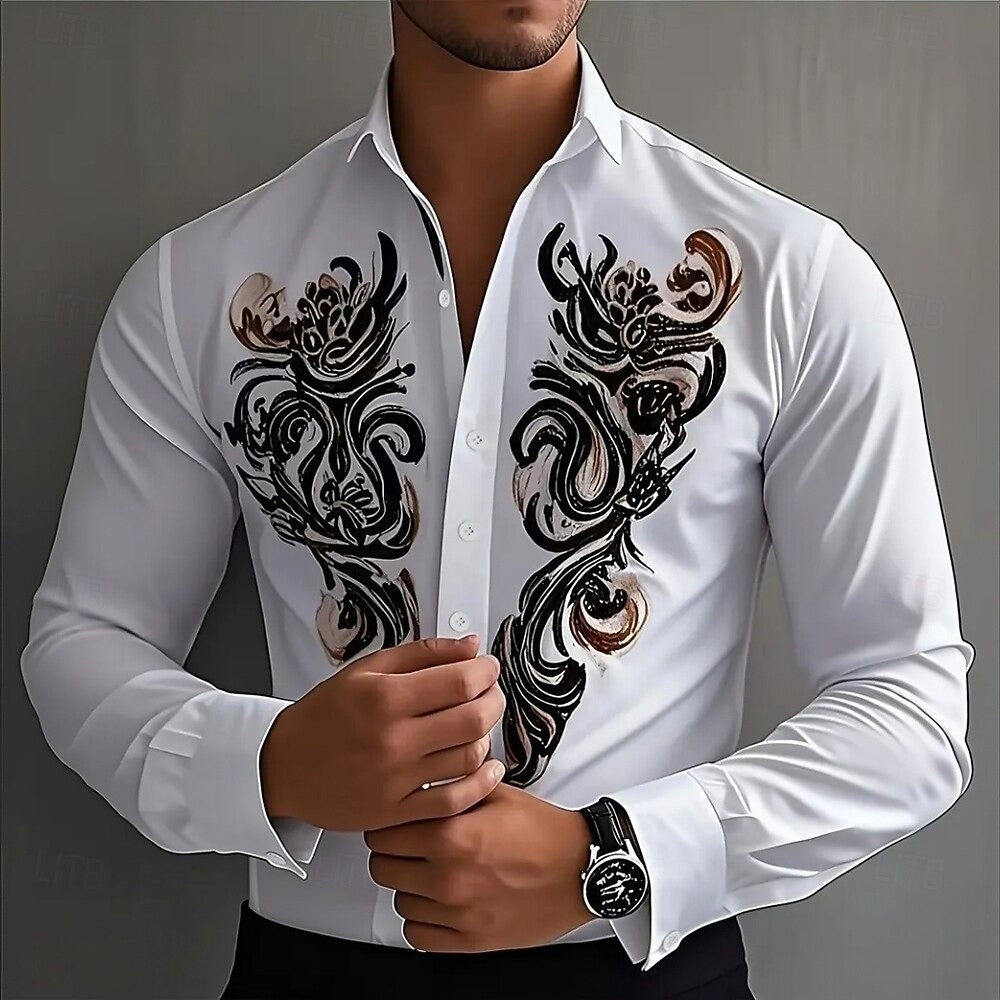 Men's Vintage 3D Printed Cowboy Shirt Long Sleeve Shirt Street Fashion Classic Shirt New Western Shirt