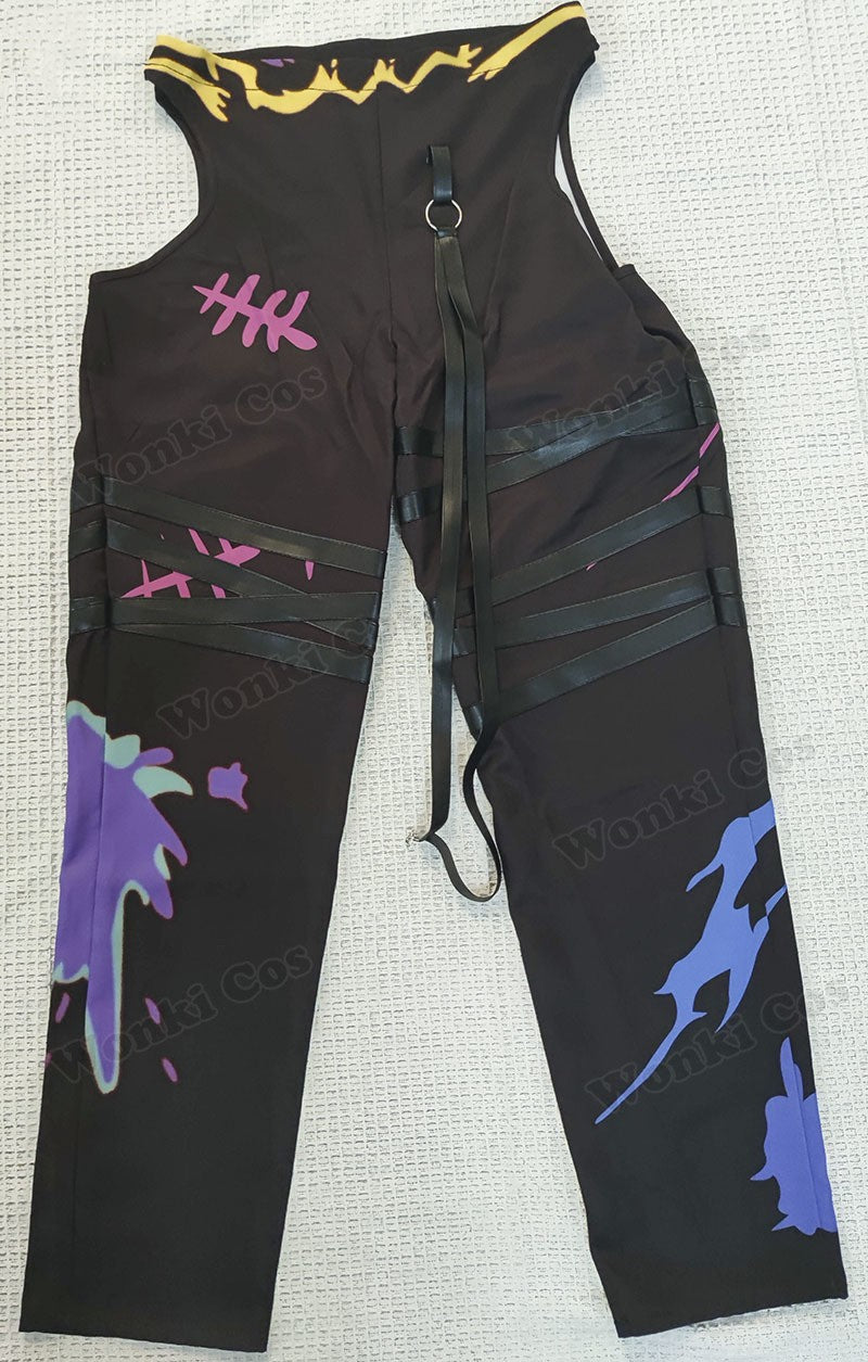 Peruca de Cabelo para Cosplay Arcane Jinx Traje Anime Sapatos Botas para Cosplay Jinx Feminino para Meninas, Mulheres, Role Play, Festa, Carnaval, Roupas