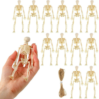 6/12PCS Mini Skeleton Figurines Small Skeletons Halloween Decorations for Craft Haunted House Accessories Party Favors 6 Inch