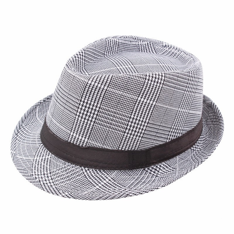 Check Fedora Middle-aged and elderly spring/summer leisure gentleman jazz hat men's artistic sunshade Party Bucket hat