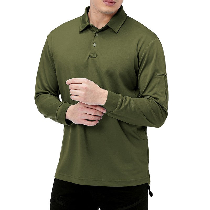 Men's Lightweight Long Sleeve Polo Shirt Performance Tactical Casual Outdoor Hiking Collared Shirts Pique Jersey Golf Shirt
