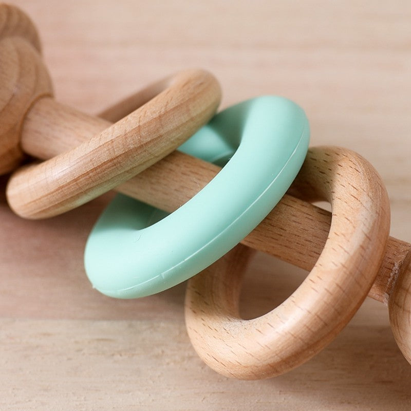 1Pc Baby Wooden Rattle Teether Toys Beech Wooden Ring Star Hand Music Rattle Teething Baby Toys Montessori Toys For Kids Gift