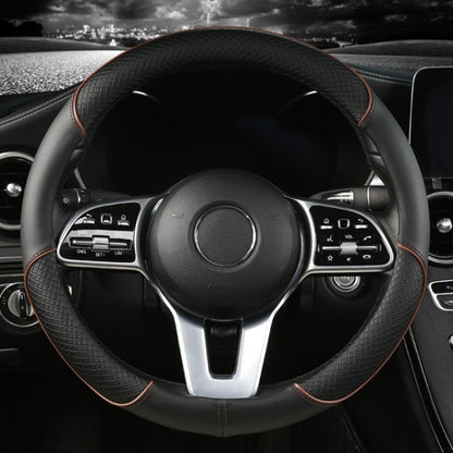 Capa de Volante de Couro All Seasons Diamond Ajuste Universal para 14,5-15 polegadas Capa de Couro Durável Design com Veias Antiderrapantes