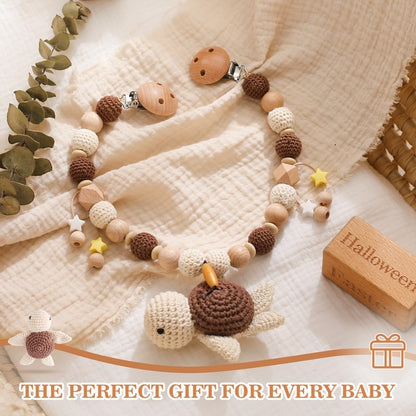 Baby Crochet Stroller Toys Wooden Hanging Ocean Stroller Teething Rattle Bell Animal Mobiles Gym Stroller Pendants Gifts Toys