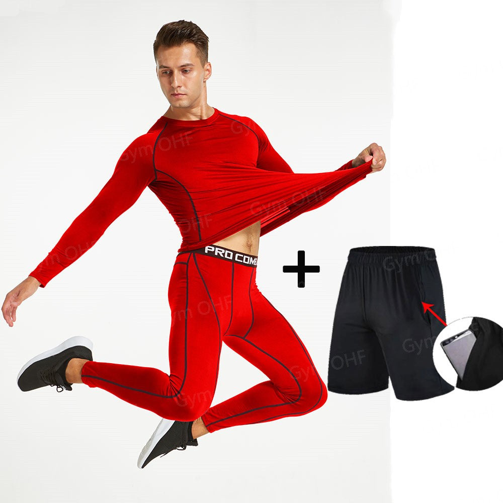 Thermal Man Underwear Set Spi/Der Compression T Shirt Leggings Yoga Sets Fitness