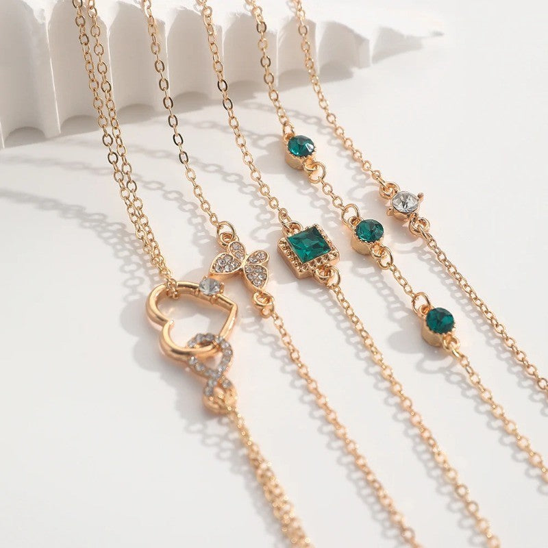 Conjunto de pulseiras de borboleta com strass 5 peças/conjunto para mulheres moda coreana designer ajustável pulseira de contas joias de luxo originais