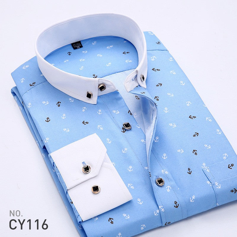 Quality Plaid Casual Men's Shirt Slim Fit Formal & Business Party Man Spring Long Sleeve New Men Floral for Mens Dress Shirt