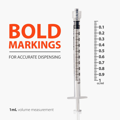 100 unidades Seringa Descartável Luer Lock de 1ml sem Agulha Estéril Embalada Individualmente para Laboratórios Científicos, Aplicador de Cola