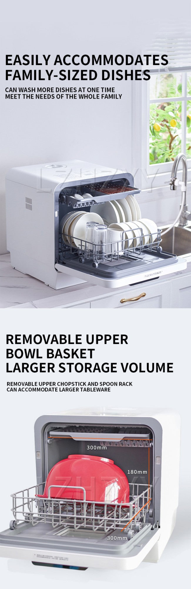 Tabletop Dishwasher Speed,Baby-Care,ECO&Dish Washer for Dorm,RV&amp Food grade high temperature resistant liner