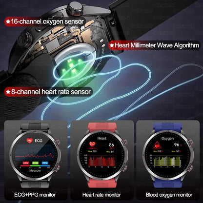 2026 New Health track NFC Air Pump+Air Bag Smartwatch Men Accurate Blood Pressure watches Uric Acid ECG Call Smart Bracelet lady