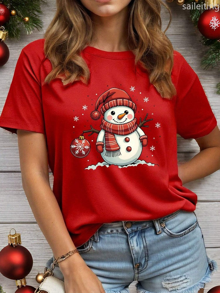 Casual Christmas Santa Claus TShirt for Harajuku Short Sleeve Casual Women's T-shirt Clothing Street Tops Tees Aesthetic Clothes