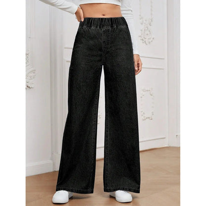 Fashionable Loose Women's Jeans High Waist Straight Leg Long Legged Wide Pants Autumn New Arrival Trendy Lazy Style