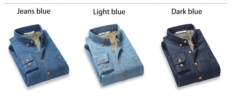 Fashion Brand Winter Jeans Shirt Men Warm Fleece Lined Velvet Denim Shirts Cowboy Coats Outwear Windbreaker Thick Clothing