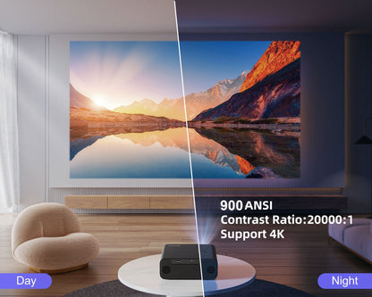 WiMiUS Auto Focus/4K Support Native 1080P Projector with WiFi 6 and Bluetooth 5.2 900ANSI Outdoor Home Projector 6D Keystone
