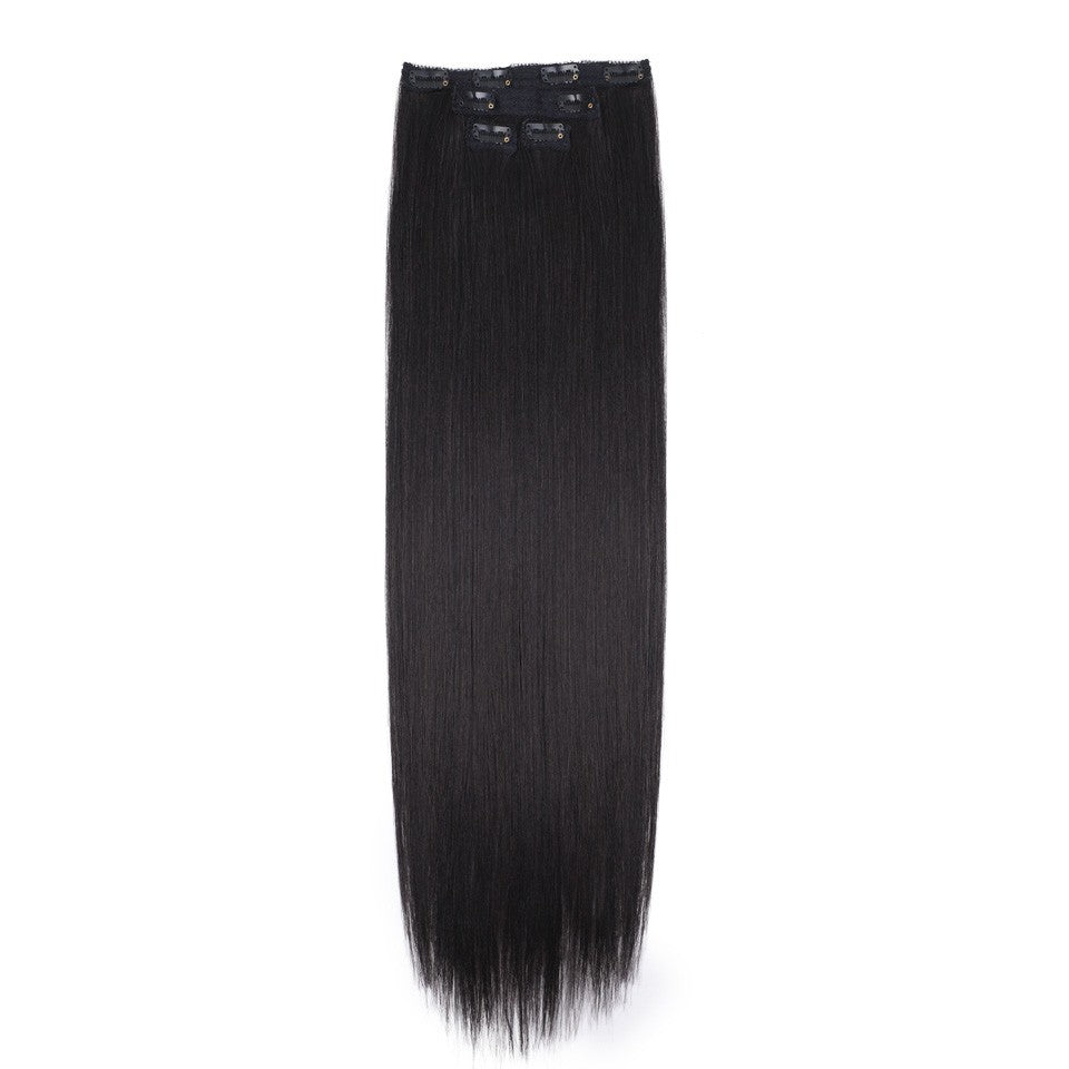 FASHION IDOL Long Straight Hairstyle 8 Clips In Hair Extensions Blonde 60CM Natural Synthetic Hair Daily Use Hairpiece Fake Hair