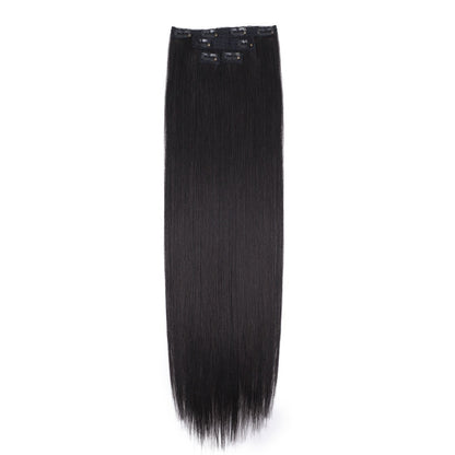 FASHION IDOL Long Straight Hairstyle 8 Clips In Hair Extensions Blonde 60CM Natural Synthetic Hair Daily Use Hairpiece Fake Hair
