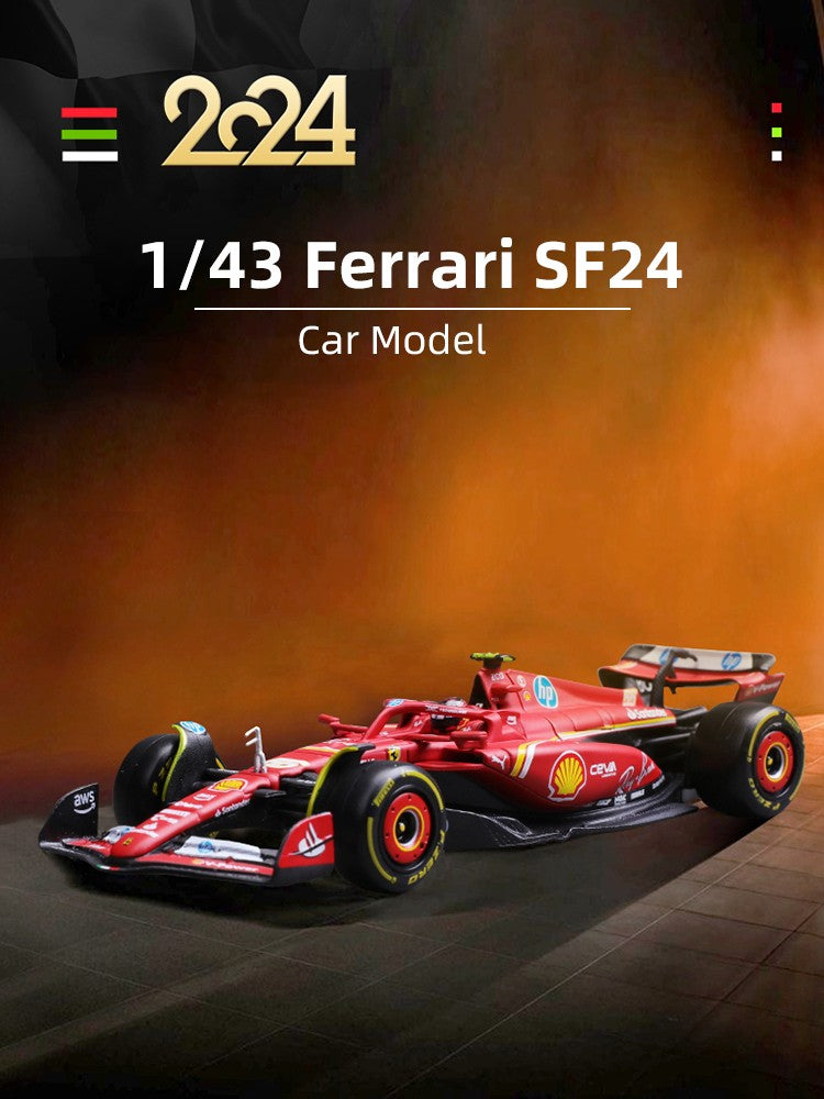 Bburago 1:43 Ferrari SF24 F1 Modelo de Carro 2024 Temporada 16# Leclerc 55# Sainz Veículo de Luxo em Liga de Metal Fundido Fórmula de Corrida Brinquedo Presente