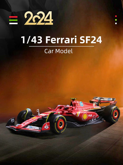 Bburago 1:43 Ferrari SF24 F1 Modelo de Carro 2024 Temporada 16# Leclerc 55# Sainz Veículo de Luxo em Liga de Metal Fundido Fórmula de Corrida Brinquedo Presente