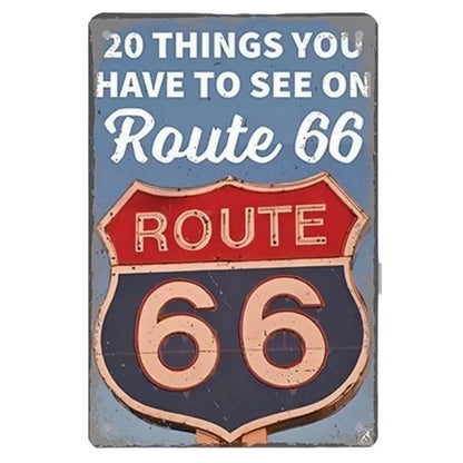 A retro Route 66 neon aluminum sign interesting Route 66 aluminum poster bar decoration restaurant decoration street decoration