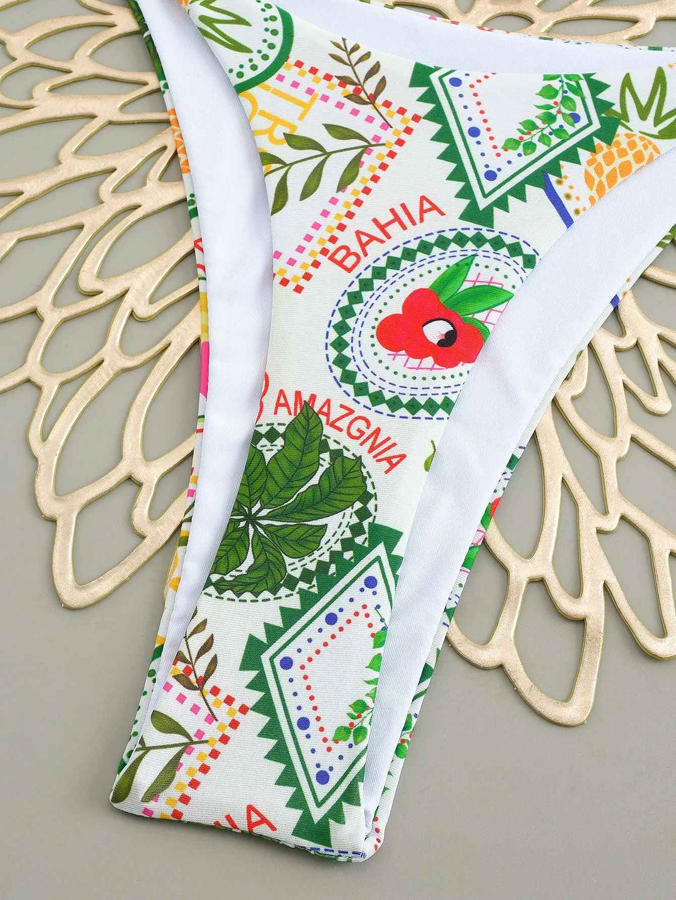 Sexy Cherry Print Triangle Brazilian Bikini Push Up Swimsuit 2 Piece String Bandage Bikinis Swimwear Women Thong Bathing Suit