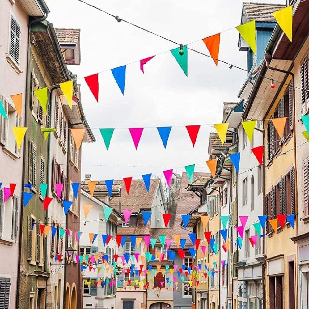 50-1000mm Colorful Pennants Banner Flag Triangle Flag Bunting for Outdoor Opening Festival Celebration, Wedding Rope Party