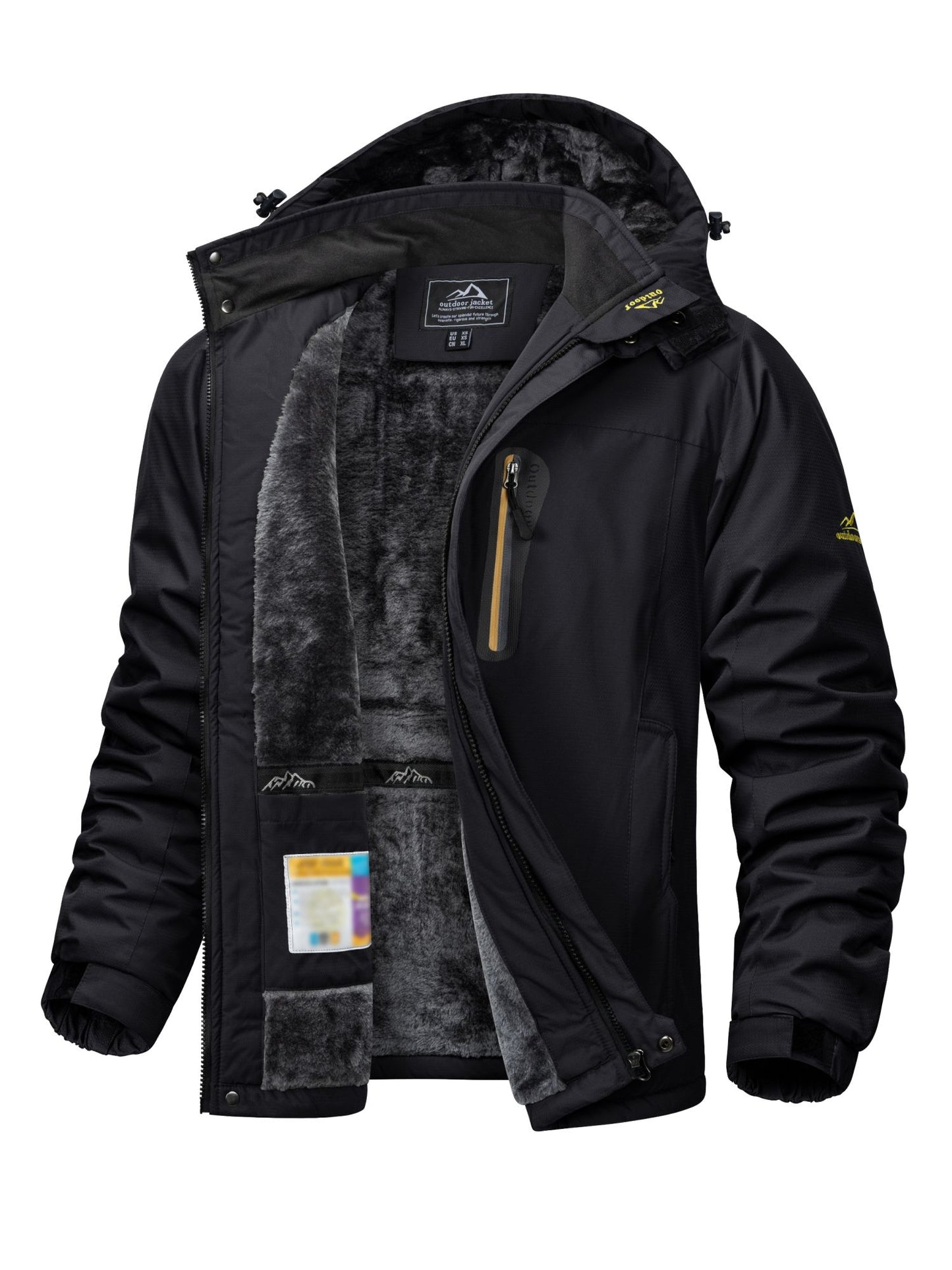 Jaqueta Masculina Impermeável TACVASEN de Inverno Pesada Forrada com Lã, Jaquetas de Esqui e Snowboard, Casacos Corta-Vento com Capuz Removível