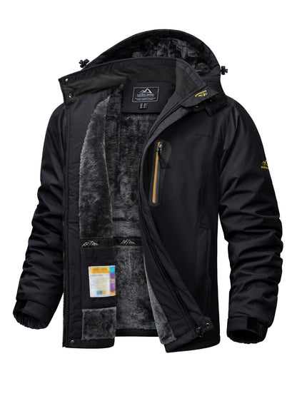 Jaqueta Masculina Impermeável TACVASEN de Inverno Pesada Forrada com Lã, Jaquetas de Esqui e Snowboard, Casacos Corta-Vento com Capuz Removível