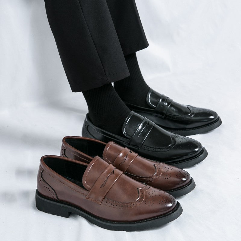 Men's Autumn Casual Leather Shoes Business Lazy Wedding Work Formal Comfortable Breathable Leather Footwear for Men