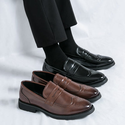 Men's Autumn Casual Leather Shoes Business Lazy Wedding Work Formal Comfortable Breathable Leather Footwear for Men