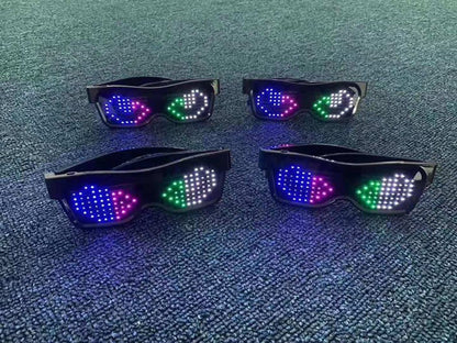 App Control Bluetooth Led Party Glasses Customized Languages USB Charge Flashing  Luminous Eyewear Christmas Concert Sunglasses