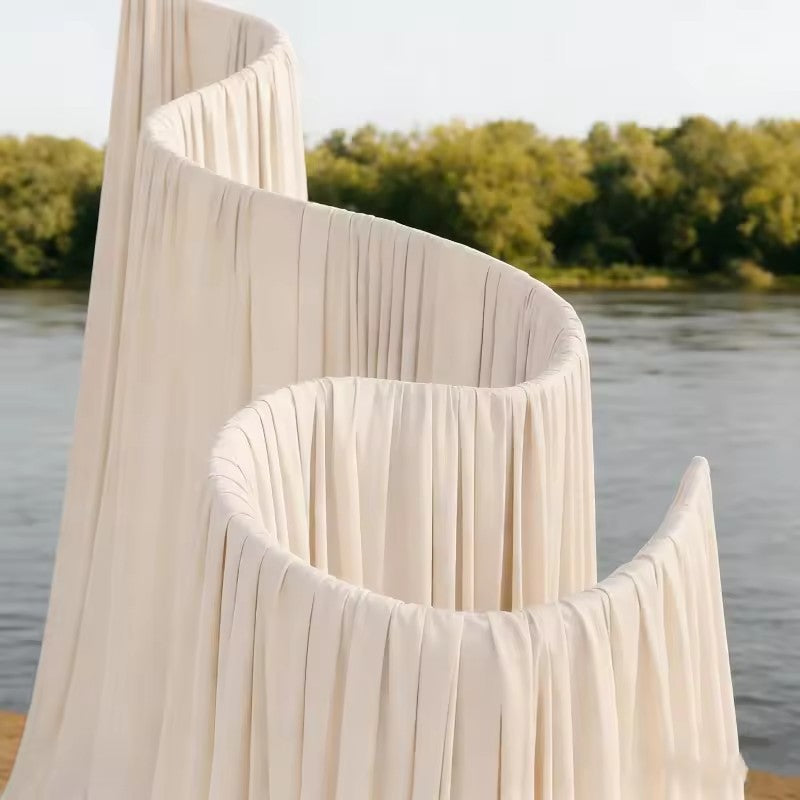 SMOOTH new trend metal wave arch curtain background curtain S-shaped fabric hanging curtain, suitable for wedding decoration