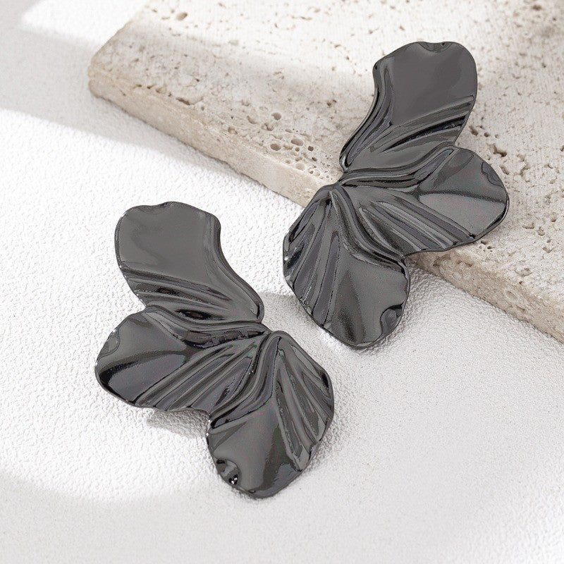 Brincos de pino de meia flor em aço inoxidável para mulheres e meninas Brincos de pino de pétala irregular minimalistas Joias da moda para festas Presentes
