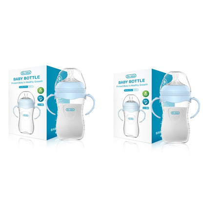 MAMIJOY 2PCS 150/240/330ML Baby Bottle With Handle Anti-bloating?Anti-drop Clear Scale Newborn Bottle Feeding Bottles PP15/24/33