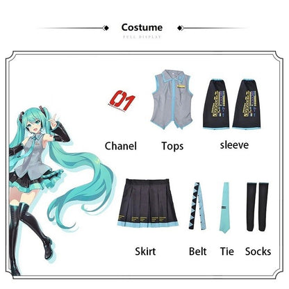 Anime Figures Performance Clothes Miku Cosplay Costume JK Skirt Suit Wig Accessories Halloween Carnival Party Comic Con