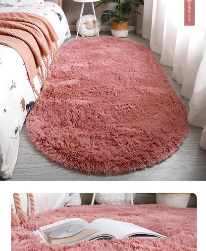 Tie-Dye Oval Living Room Rug Comfortable Soft Home Decor Floor Cushion Sofa Eend Table Bedroom Fluffy Non-Slip Plush Bed Rug